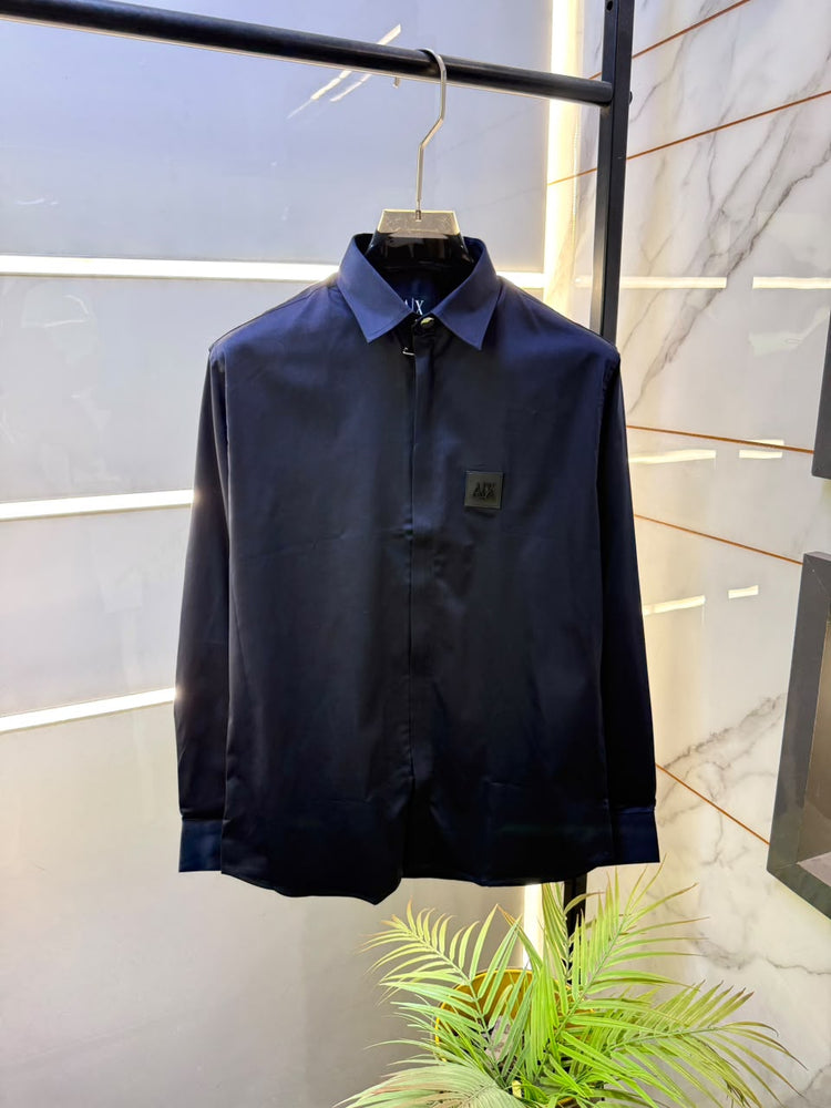 Armani Exchange Premium Zipper Shirt for Men – Standard Fit with Box & Carry Bag
