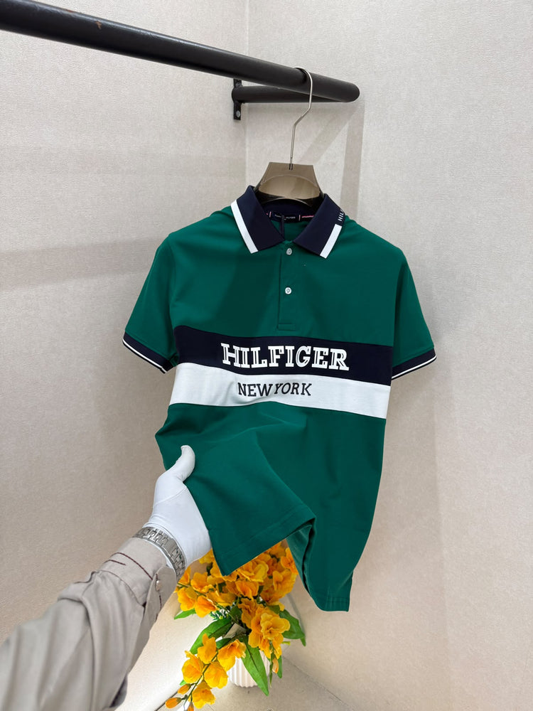 Tommy Hilfiger Premium Polo Neck T-Shirt for Men – Soft Matty Cotton