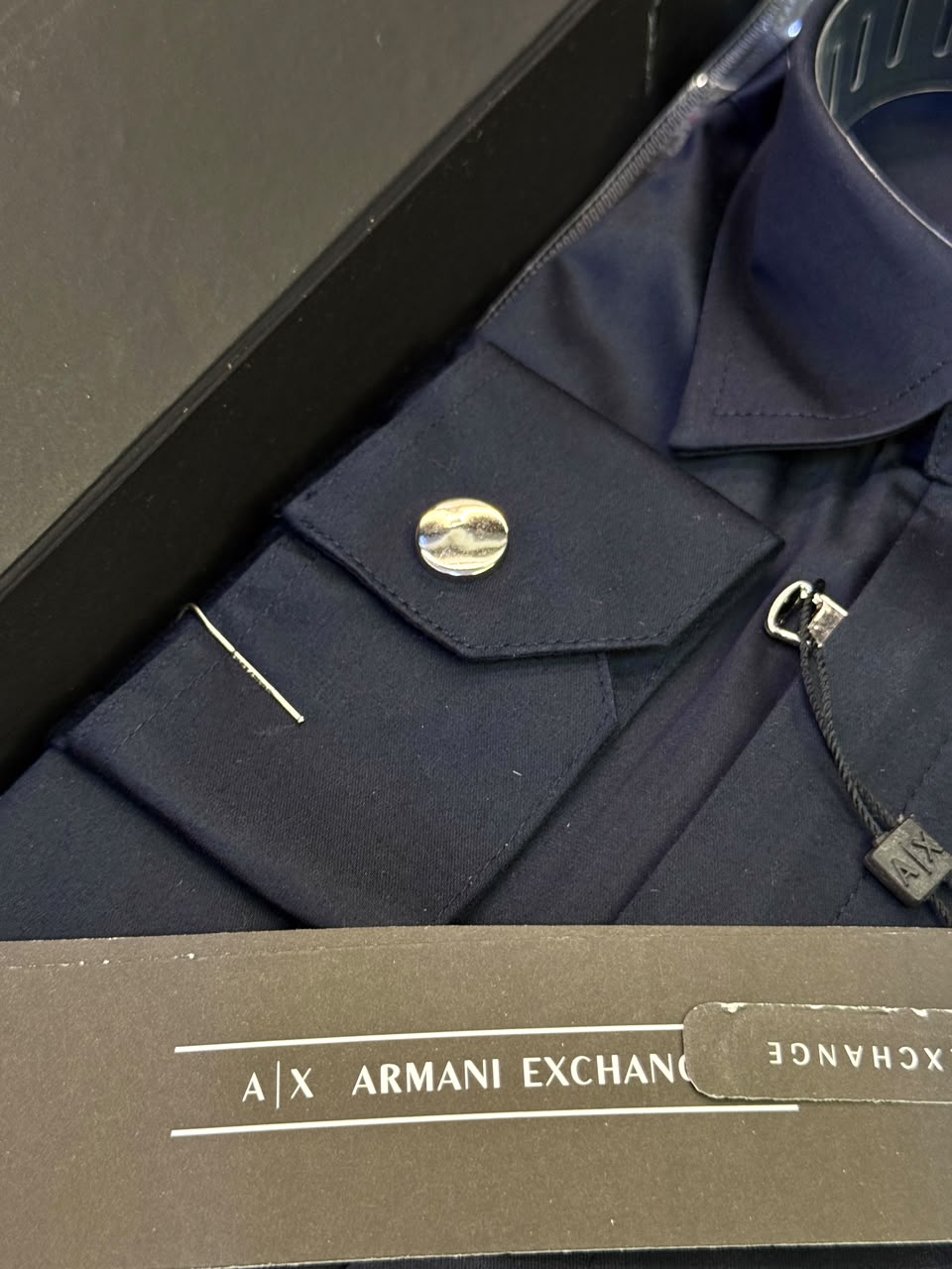 Armani Exchange Premium Zipper Shirt for Men – Standard Fit with Box & Carry Bag
