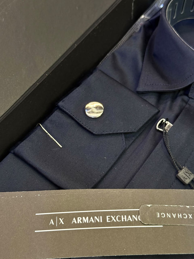 Armani Exchange Premium Zipper Shirt for Men – Standard Fit with Box & Carry Bag