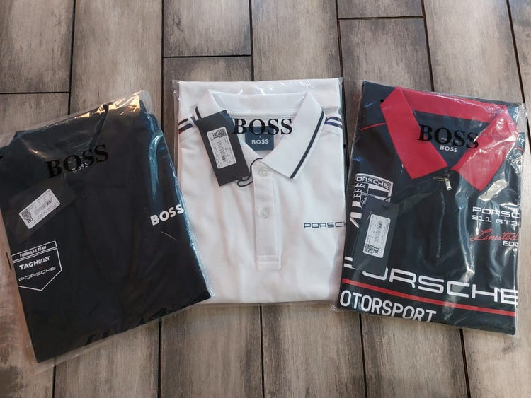 BOSS x Porsche Premium Polo Neck T-Shirt – Soft Matty Cotton