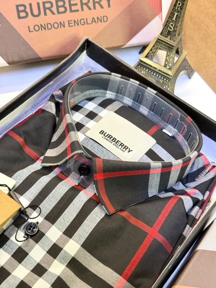 Burberry Checks Premium Shirt for Men – Standard Fit with Box & Carry Bag
