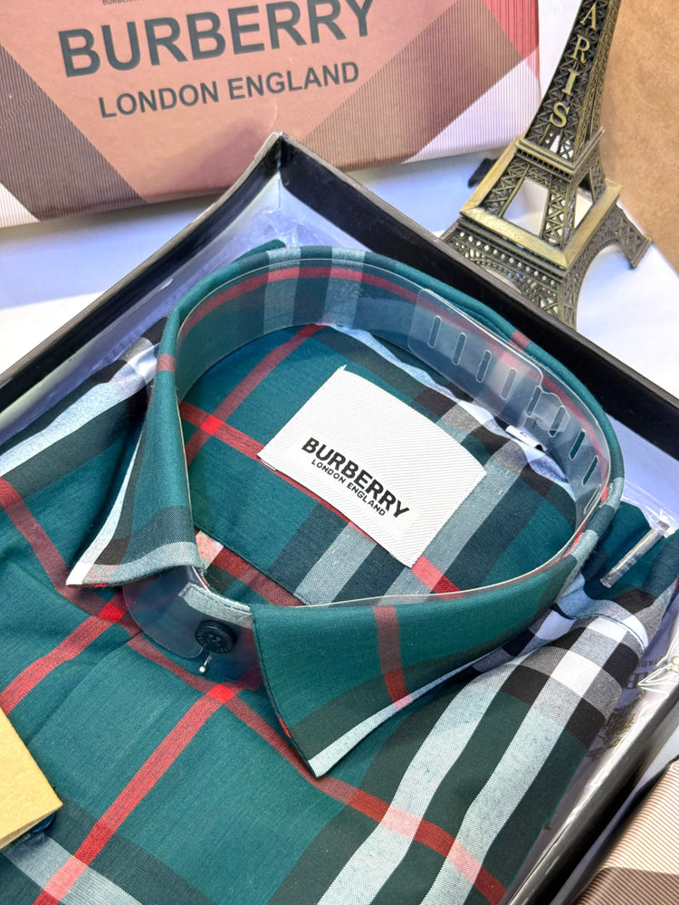 Burberry Checks Premium Shirt for Men – Standard Fit with Box & Carry Bag