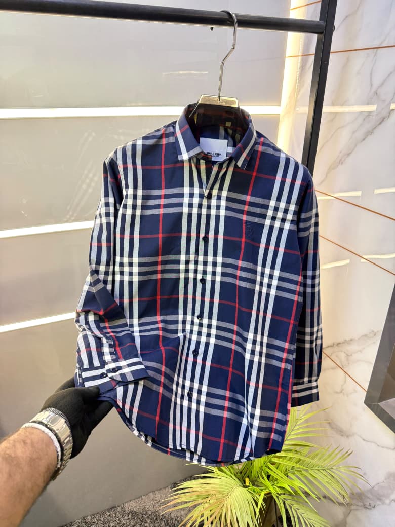 Burberry Checks Premium Shirt for Men – Standard Fit with Box & Carry Bag