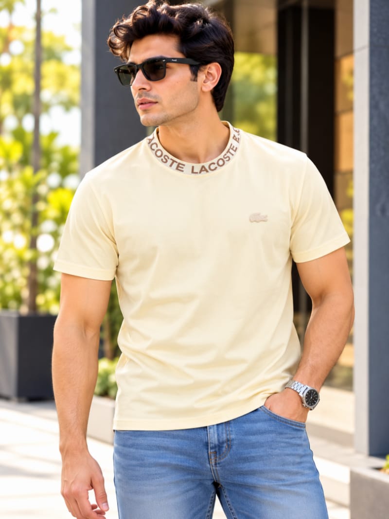Lacoste Premium Round Neck T-Shirt for Men – Cotton Lycra  Product Code: SC1061