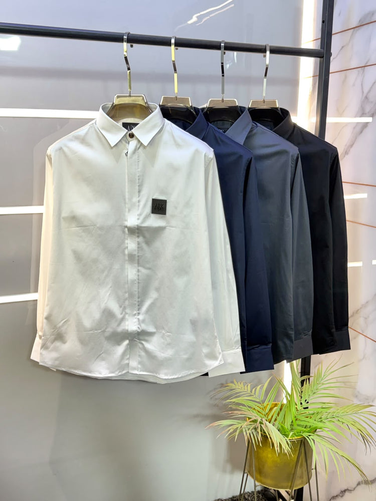 Armani Exchange Premium Zipper Shirt for Men – Standard Fit with Box & Carry Bag