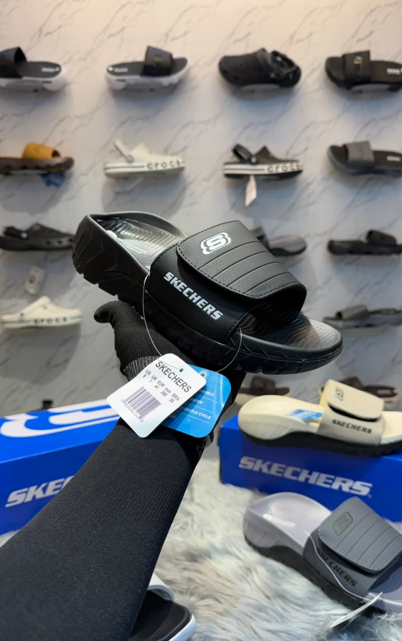 Skechers Go Recovery Adjust Premium Slides – White & Black