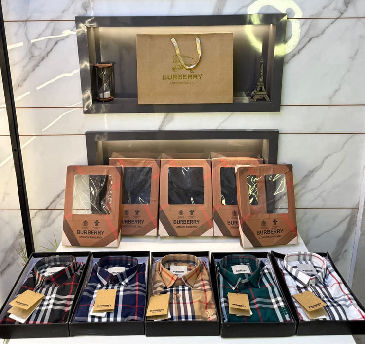 Burberry Checks Premium Shirt for Men – Standard Fit with Box & Carry Bag