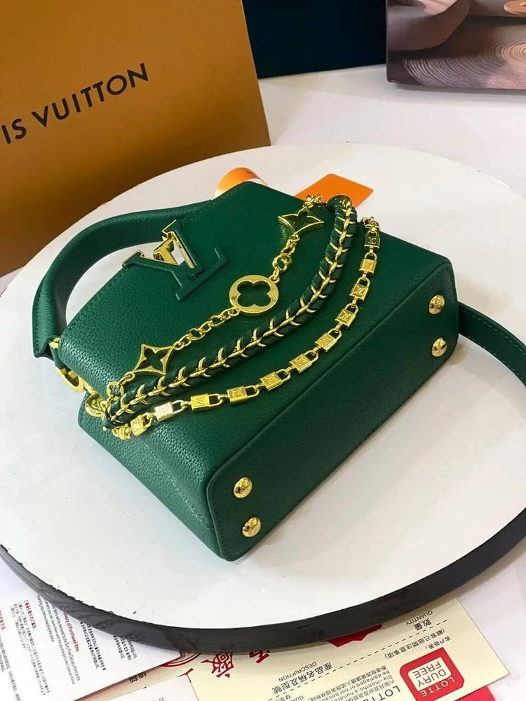 Louis Vuitton Capucines Mini Small Gold Green Charm Chain – Premium Store Article. Product Code: 98177-6
