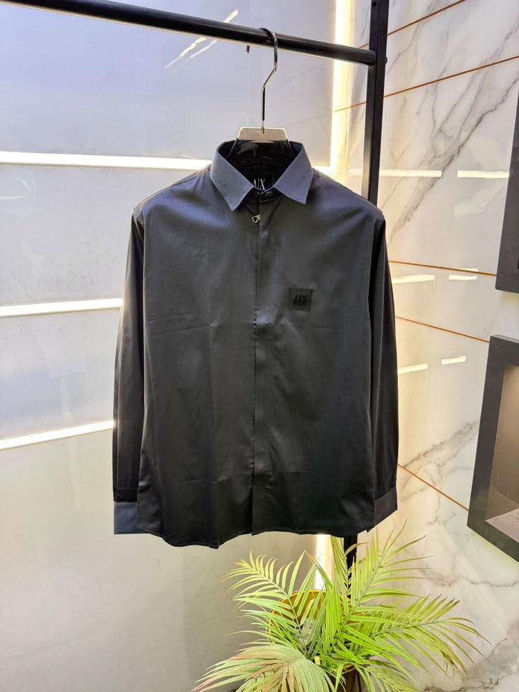 Armani Exchange Premium Zipper Shirt for Men – Standard Fit with Box & Carry Bag