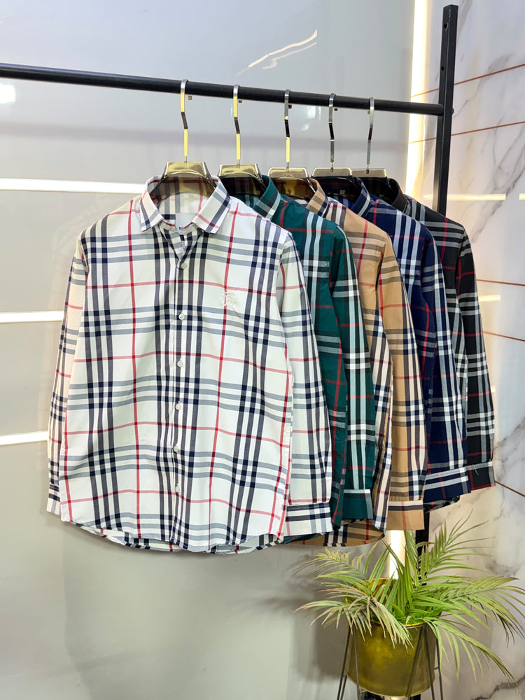 Burberry Checks Premium Shirt for Men – Standard Fit with Box & Carry Bag