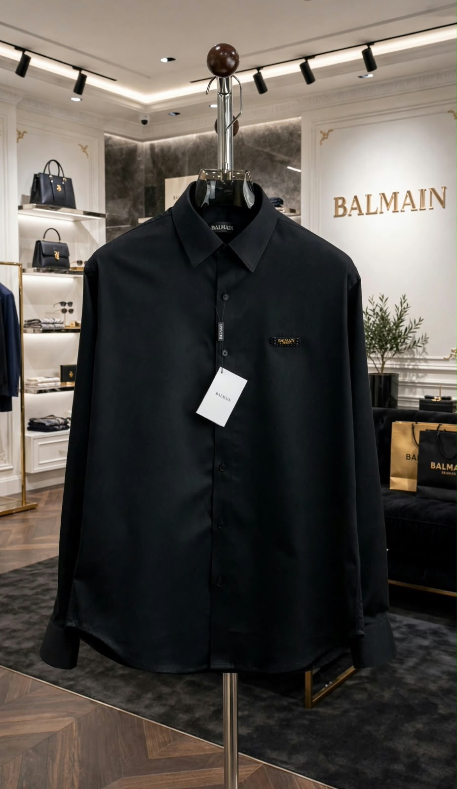 Balmain Patch Printed Premium Shirt for Men – Ghiza Cotton Lycra