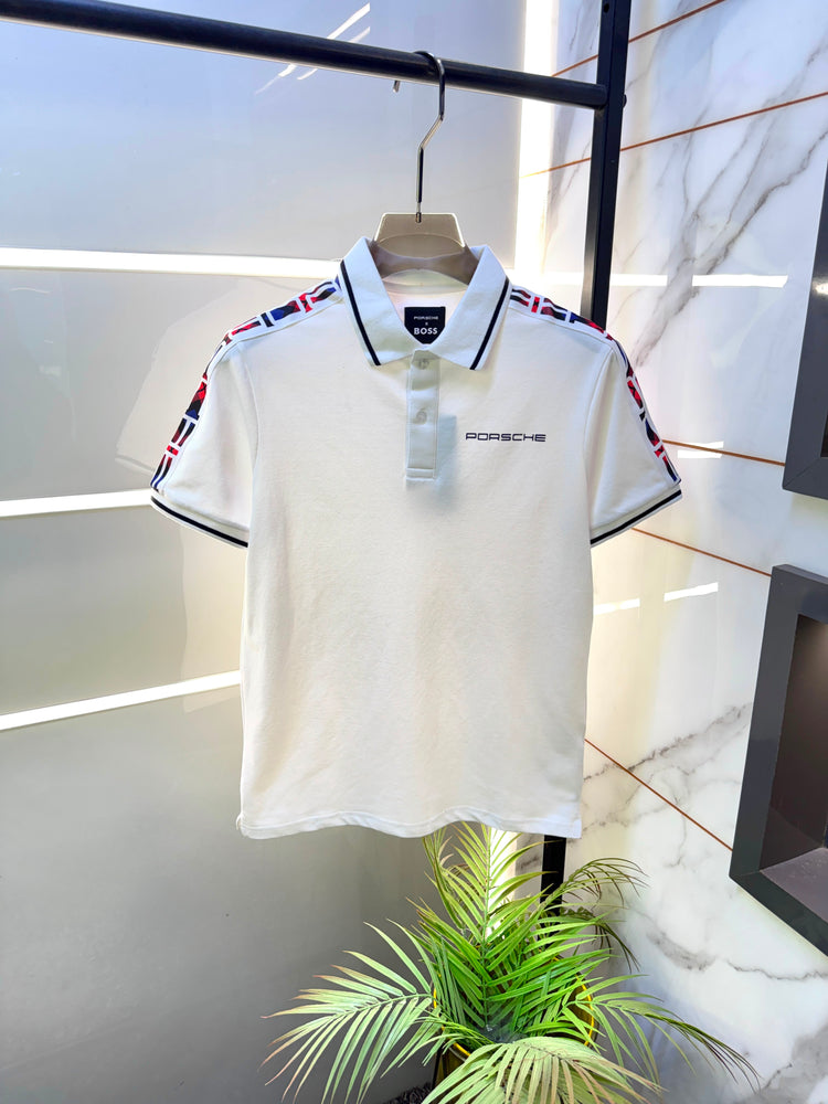 BOSS x Porsche Premium Polo Neck T-Shirt – Soft Matty Cotton