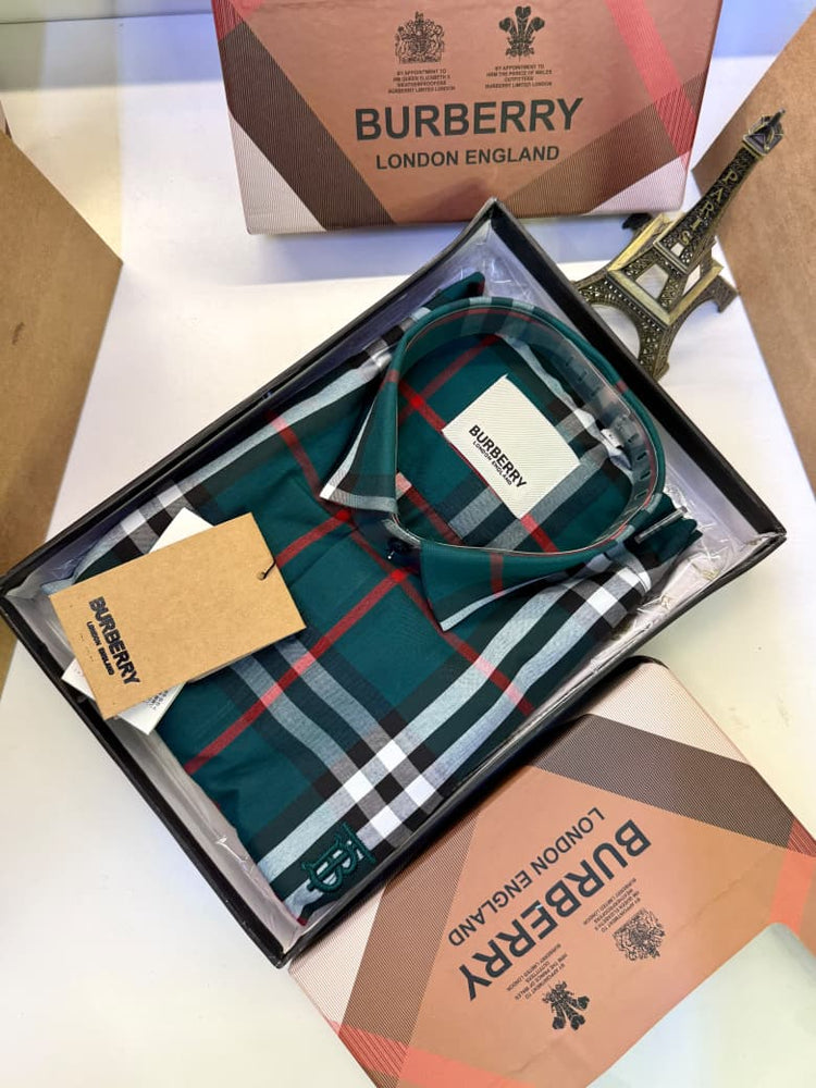 Burberry Checks Premium Shirt for Men – Standard Fit with Box & Carry Bag