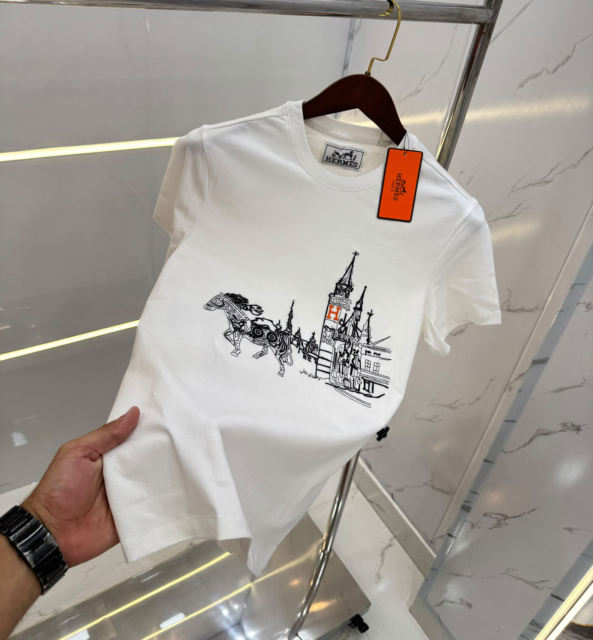 Hermès Classic T-Shirt for Men – Premium Cotton Lycra