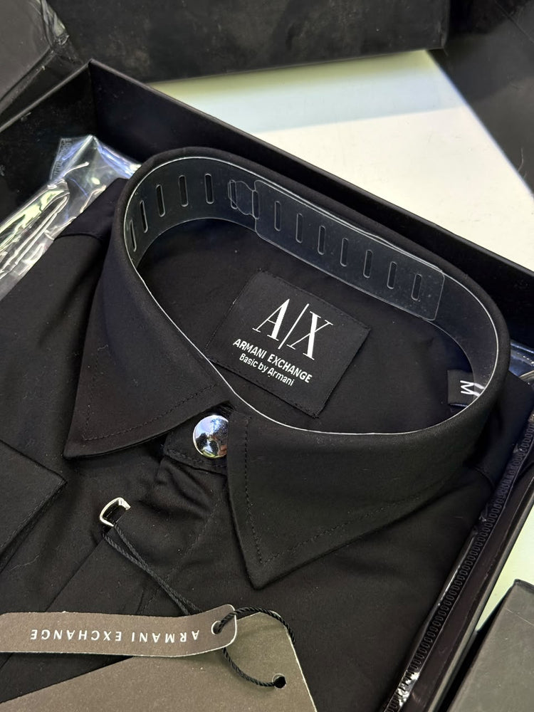 Armani Exchange Premium Zipper Shirt for Men – Standard Fit with Box & Carry Bag
