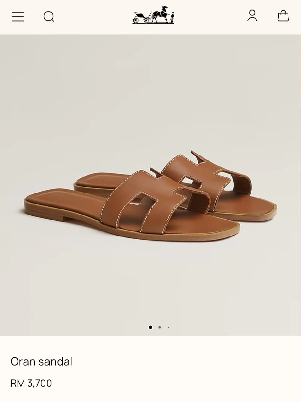Hermes Paris Oran Brown Flats With OG Box & Carry Bag Slide Brown