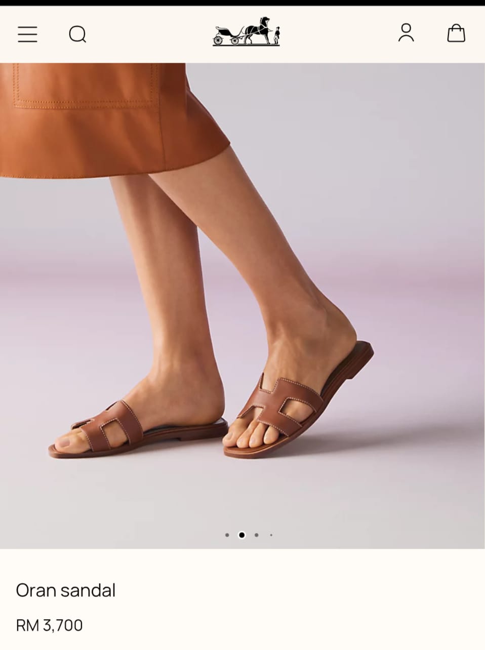 Hermes Paris Oran Brown Flats With OG Box & Carry Bag Slide Brown